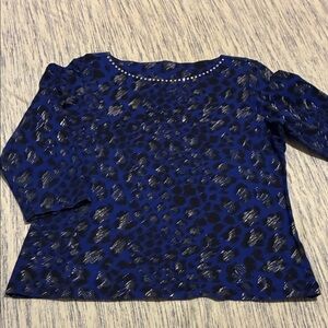 Chic Blue Leopard Print Women's Blouse